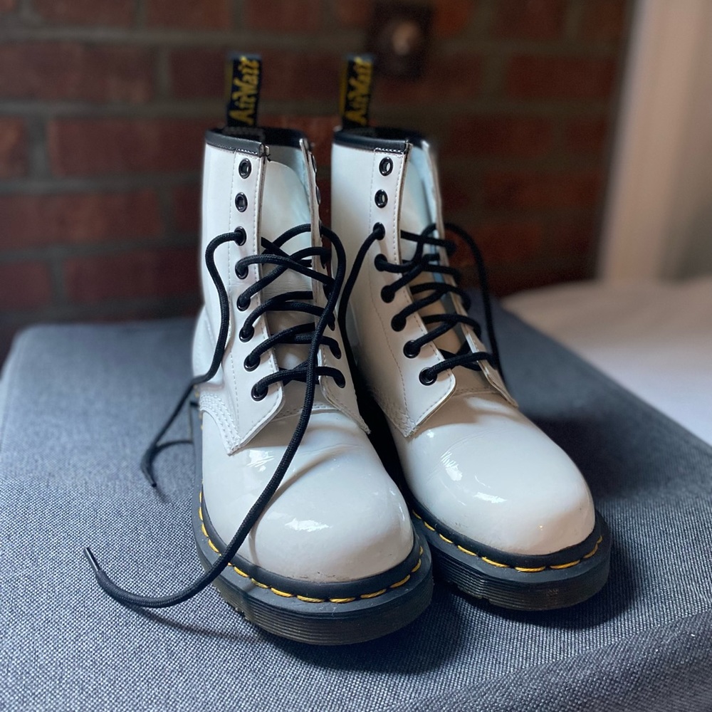 Dr. Martens Women’s 1460 White Patent Leather Boots size 6
